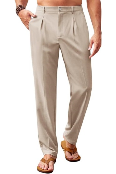 Mens Casual Pants Elastic Waist Lightweight