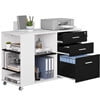 Dextrus File Cabinet with Charging Station, Mobile Lateral Filing Cabinet with Lock for Home Office, Printer Stand with Open Storage Shelf, Fits A4, Letter, Legal Size Files, Office Furniture, Black