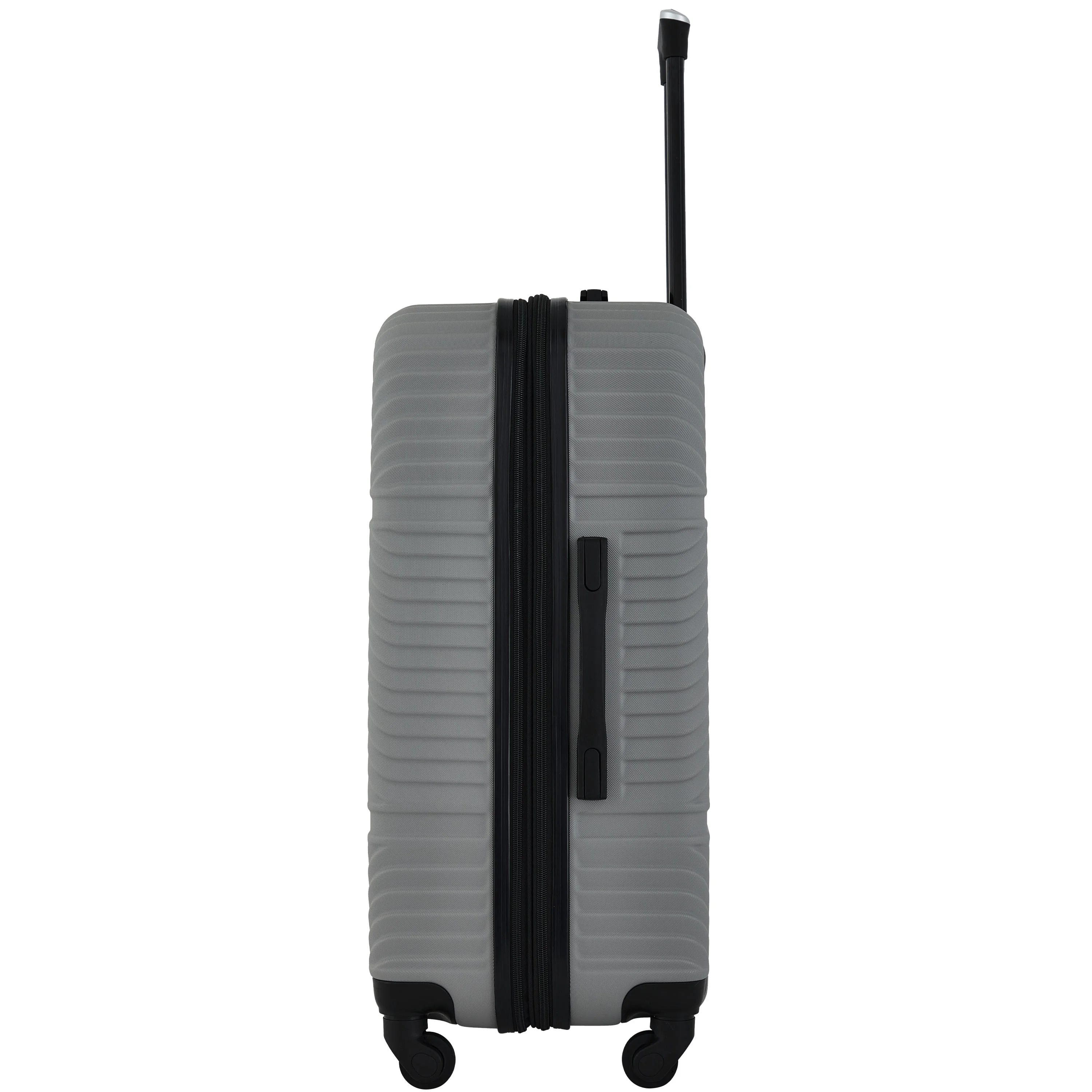 Wrangler 4 Piece Expandable Hardside Spinner Luggage Set with Packing Cubes, Sharkskin Grey