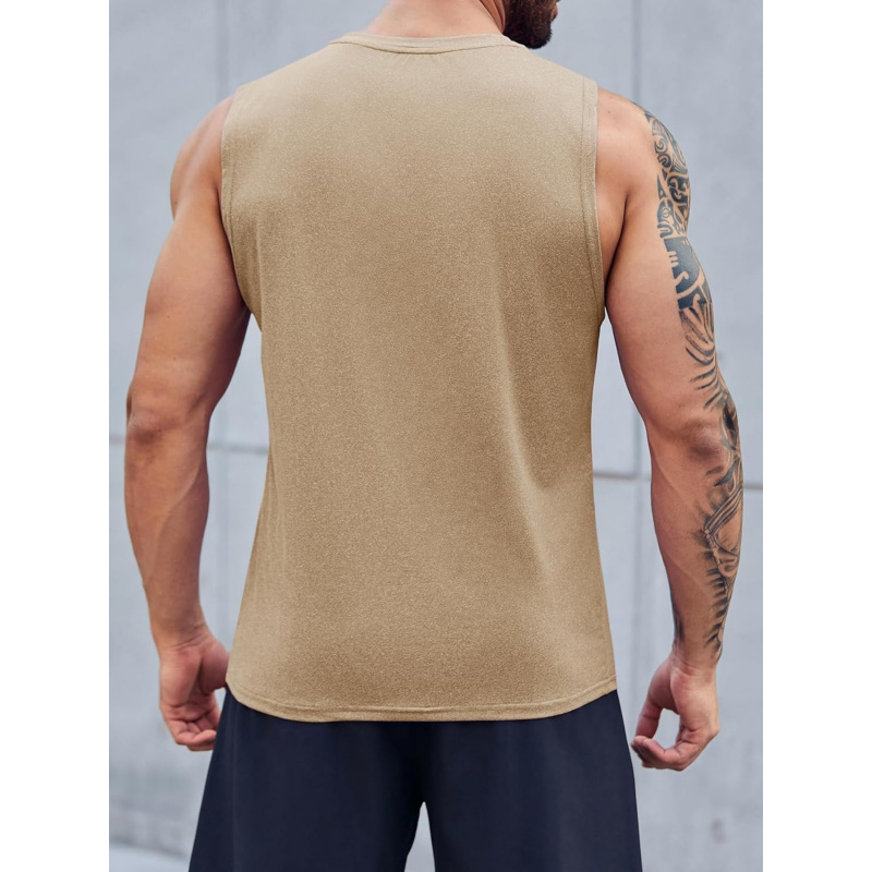 Men's Sleeveless Tank Tops Crewneck Solid Loose Fit Shirt