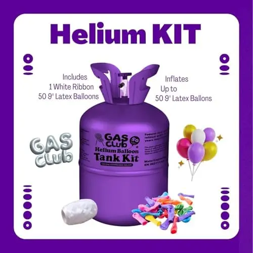 13-Liter Portable Helium Tank – Inflates Up to 50 Latex Balloons for Home Events