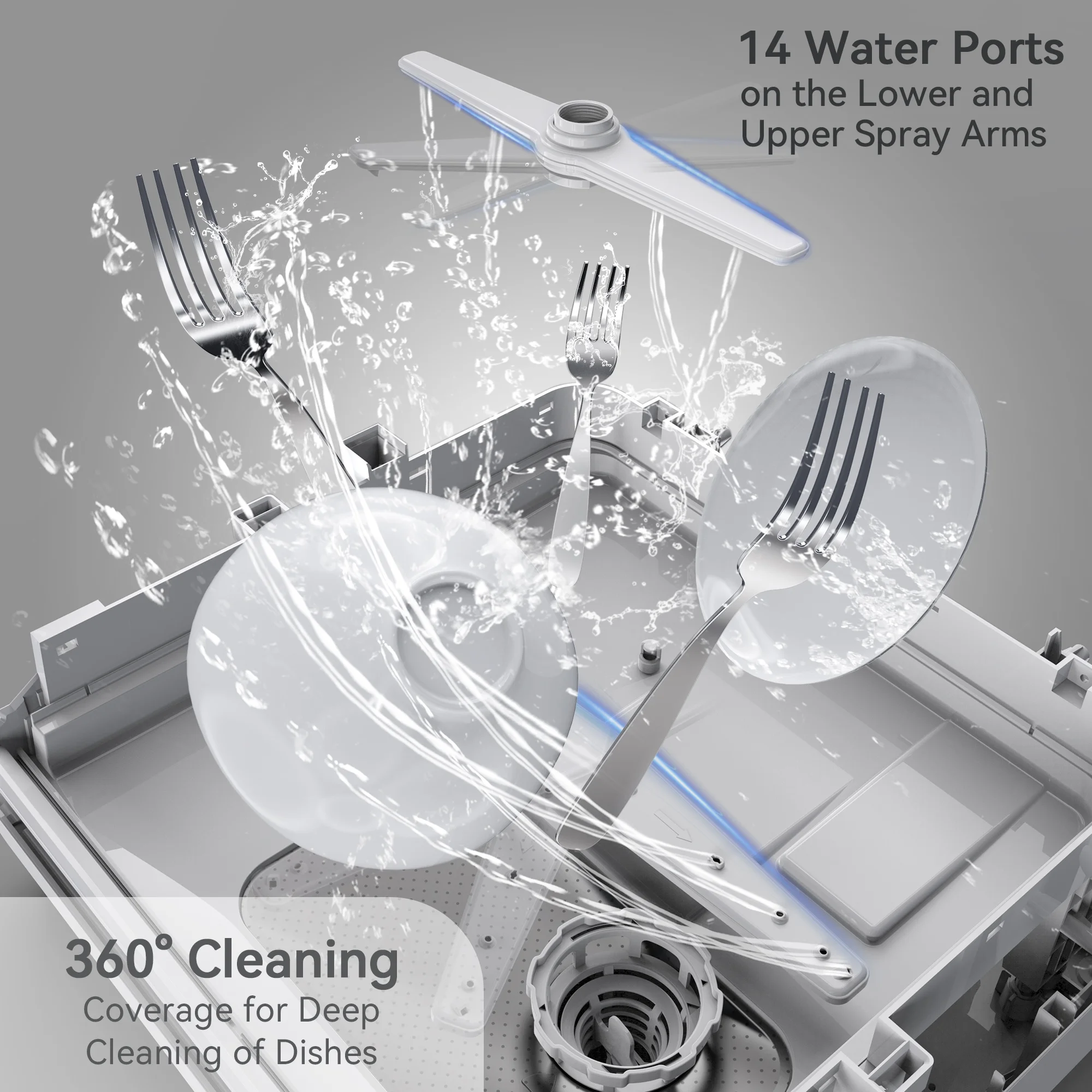 Hermitlux Portable Countertop Dishwasher, 5 Washing Programs, 5L Built-in Water Tank and Air-Dry Function, HMX-DW03
