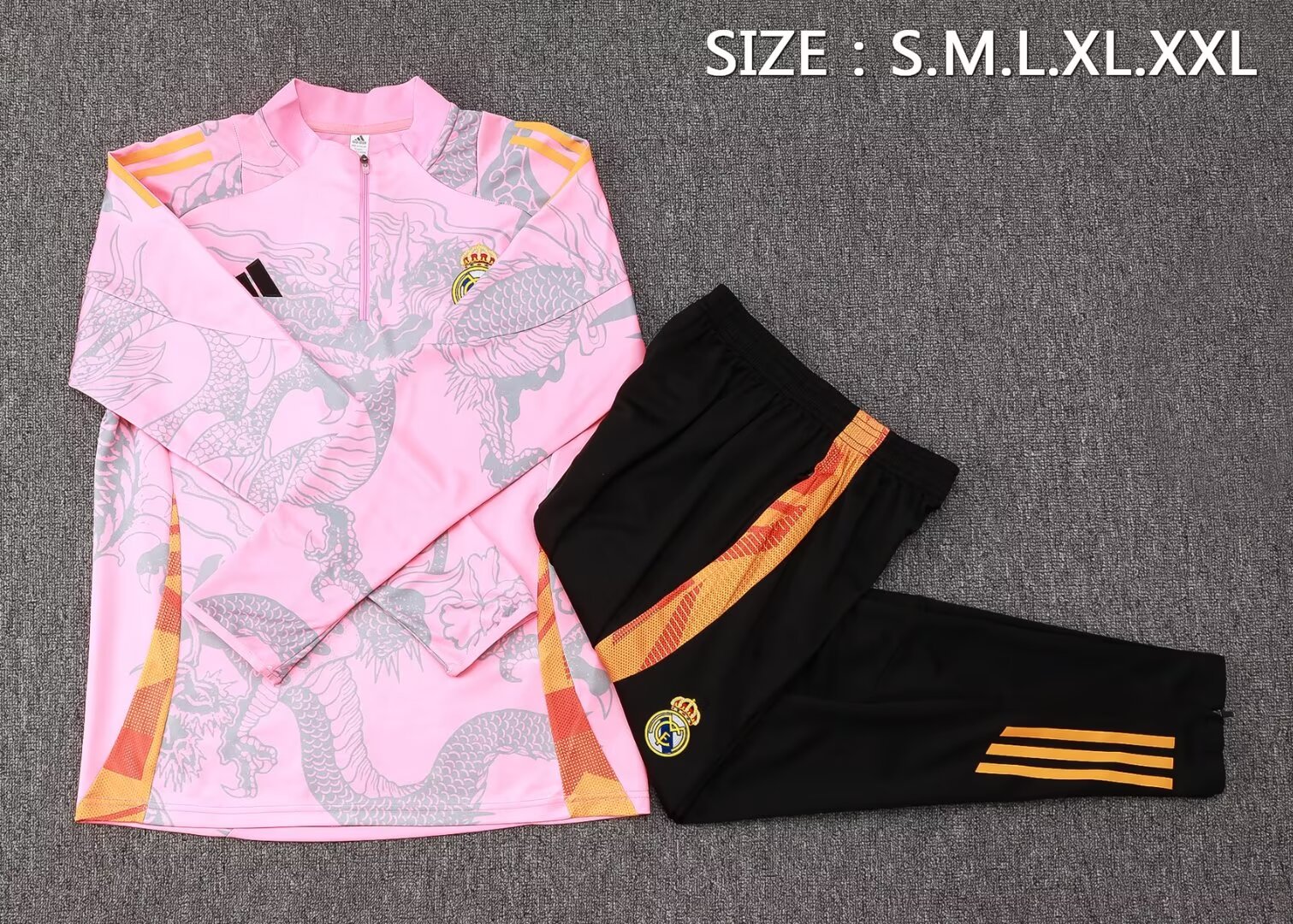 2024/2025 Real Madrid Half-Pull Training Suit Pink Dragon Football Shirt 1:1 Thai Quality