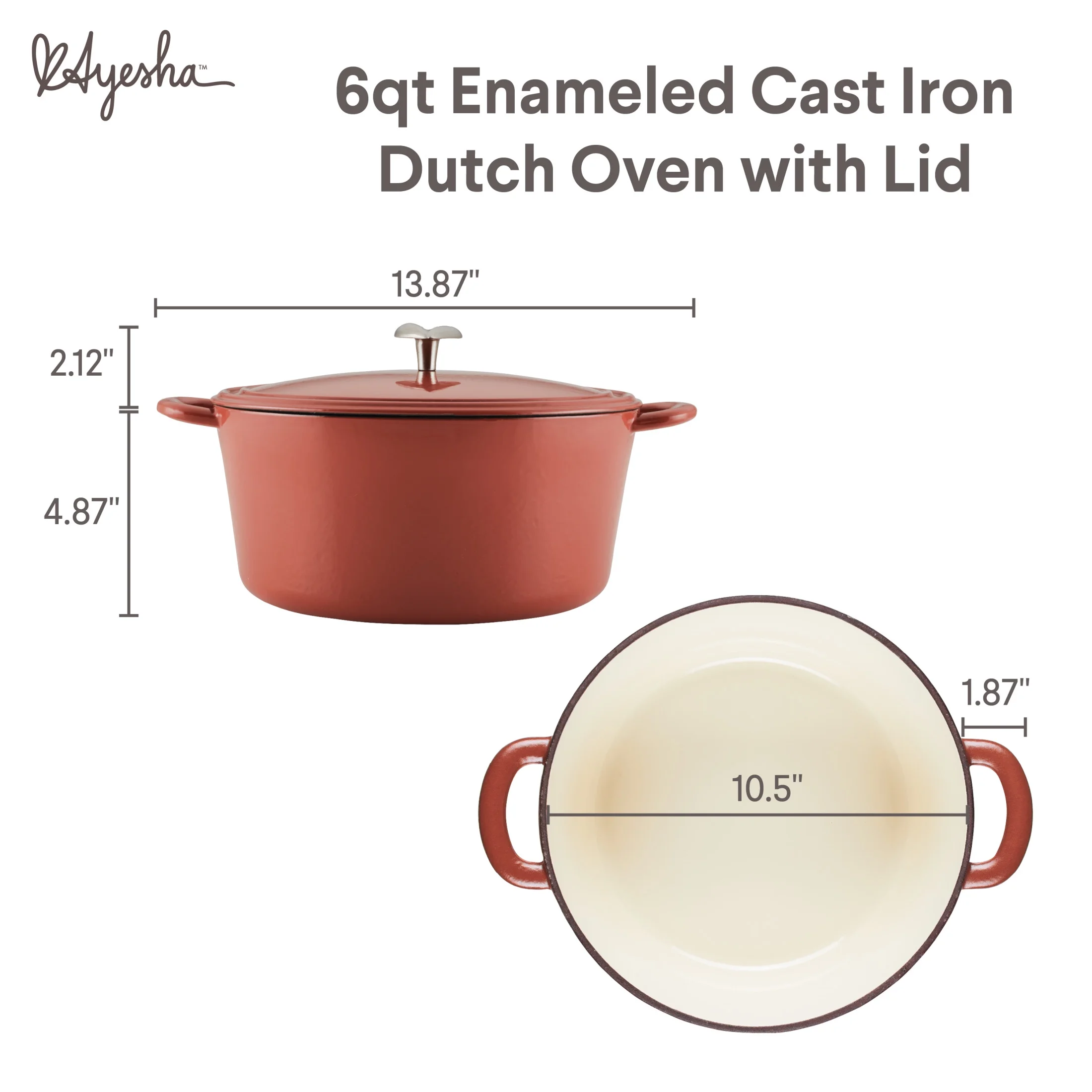 Ayesha Curry Enameled Cast Iron Dutch Oven with Lid, 6 Quart, Anchor Blue