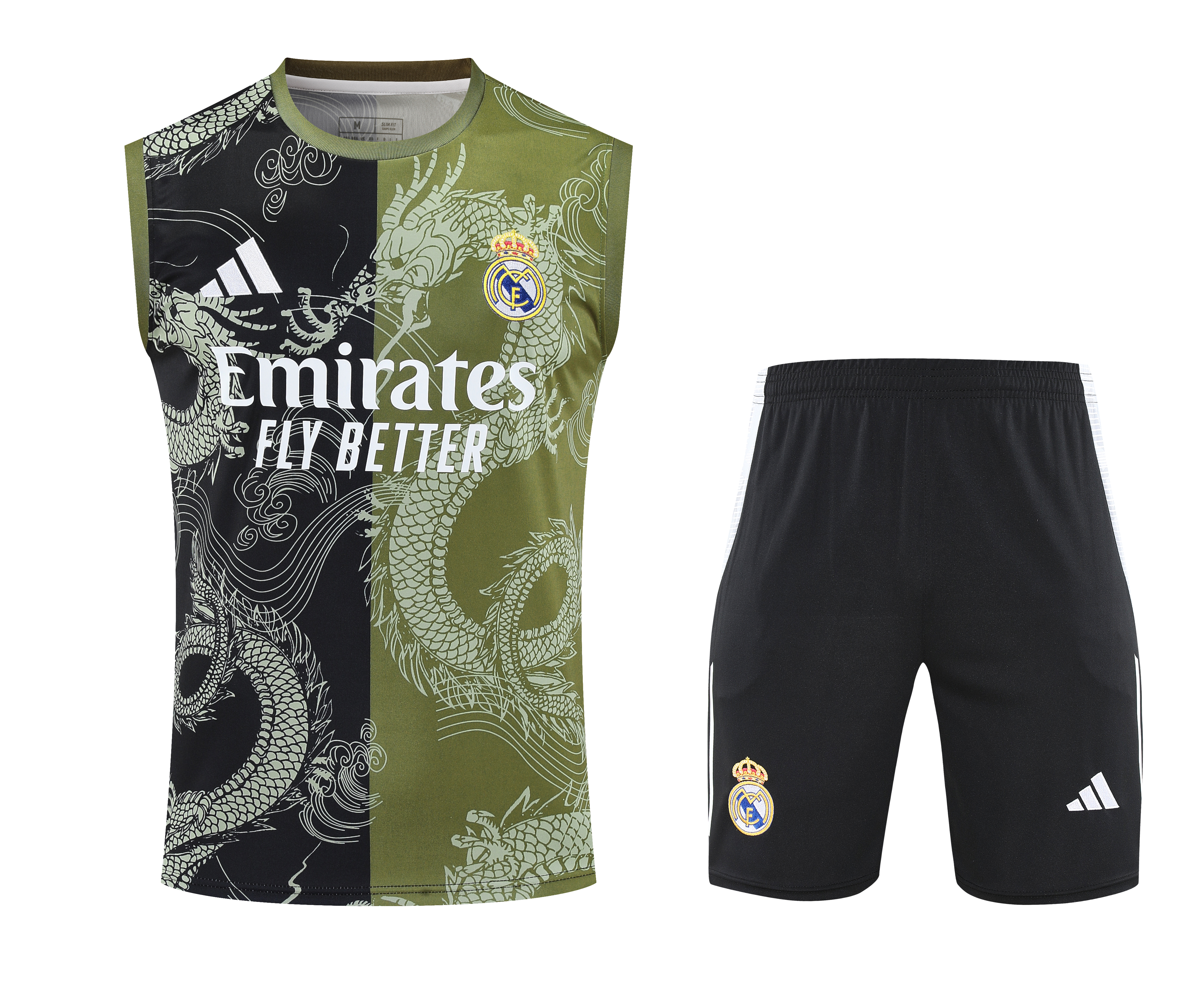 2025-26 Real Madrid vest training suit black green - adult suit