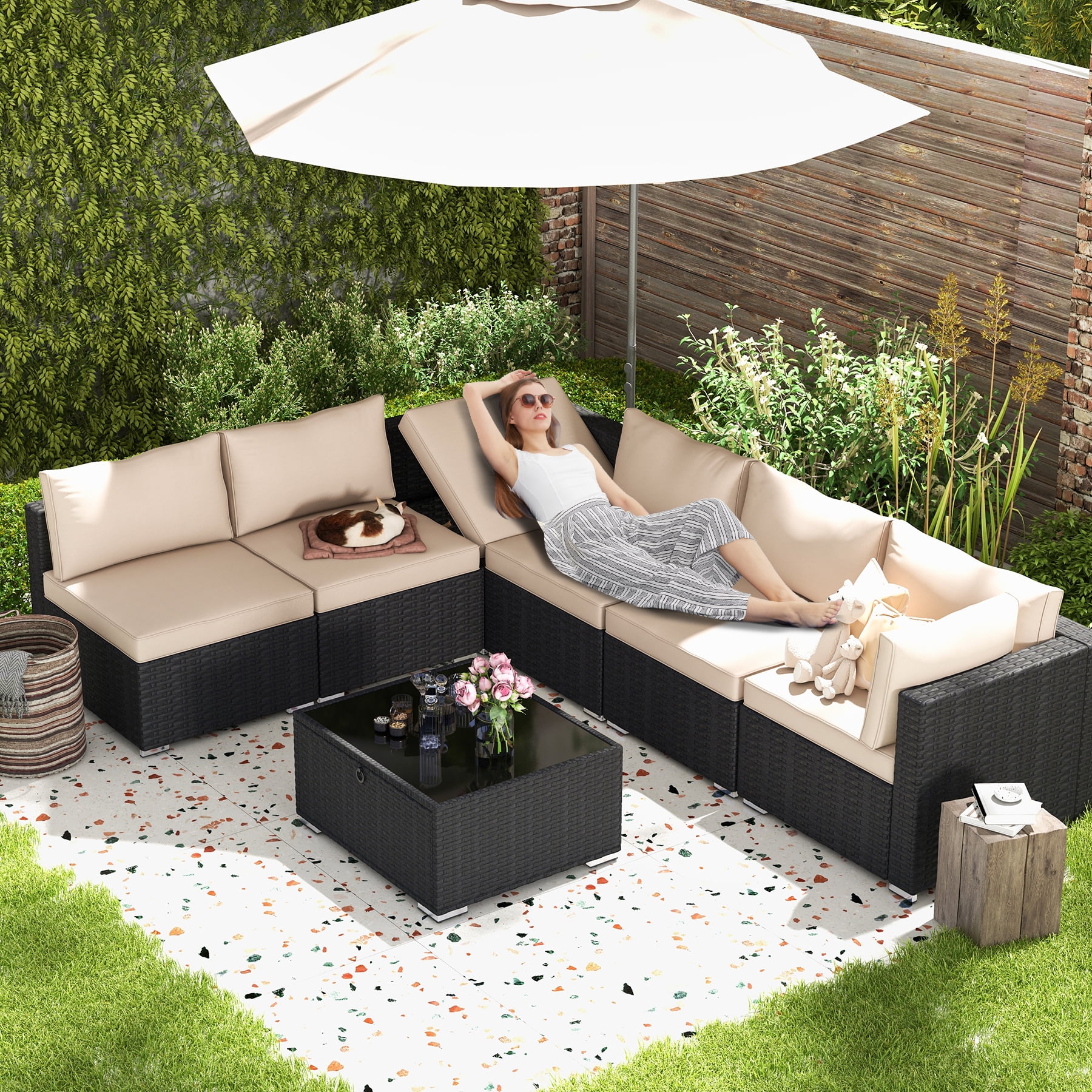 HOMREST 7 Pieces Outdoor Patio Furniture Set with 44