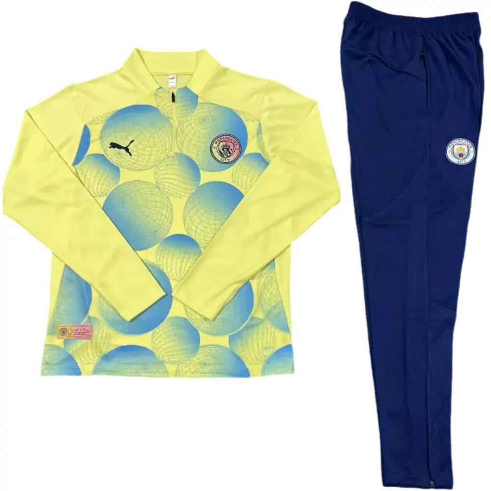 2024-25 New Season Manchester City Light Yellow [Camouflage] Children's Training Suit