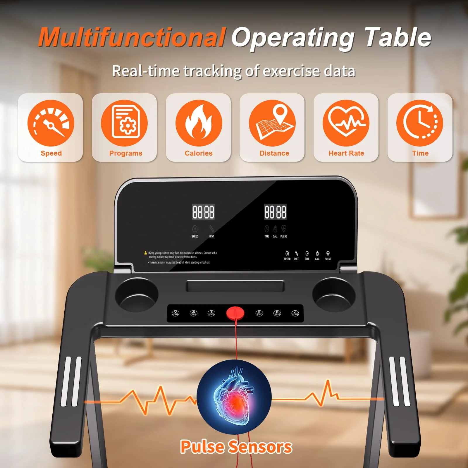 [TREADMILL CLEARANCE] FYC 2.5HP Folding Treadmill with Adjustable Height Desk & Incline - Compact Electric Treadmill Bluetooth Speaker for Running Walking Foldable Portable  (Silver)