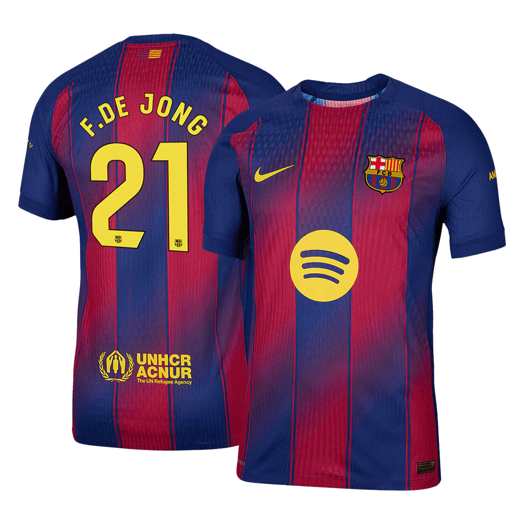 F.DE JONG #21 Barcelona Home Player Version Soccer Jersey 2025/26