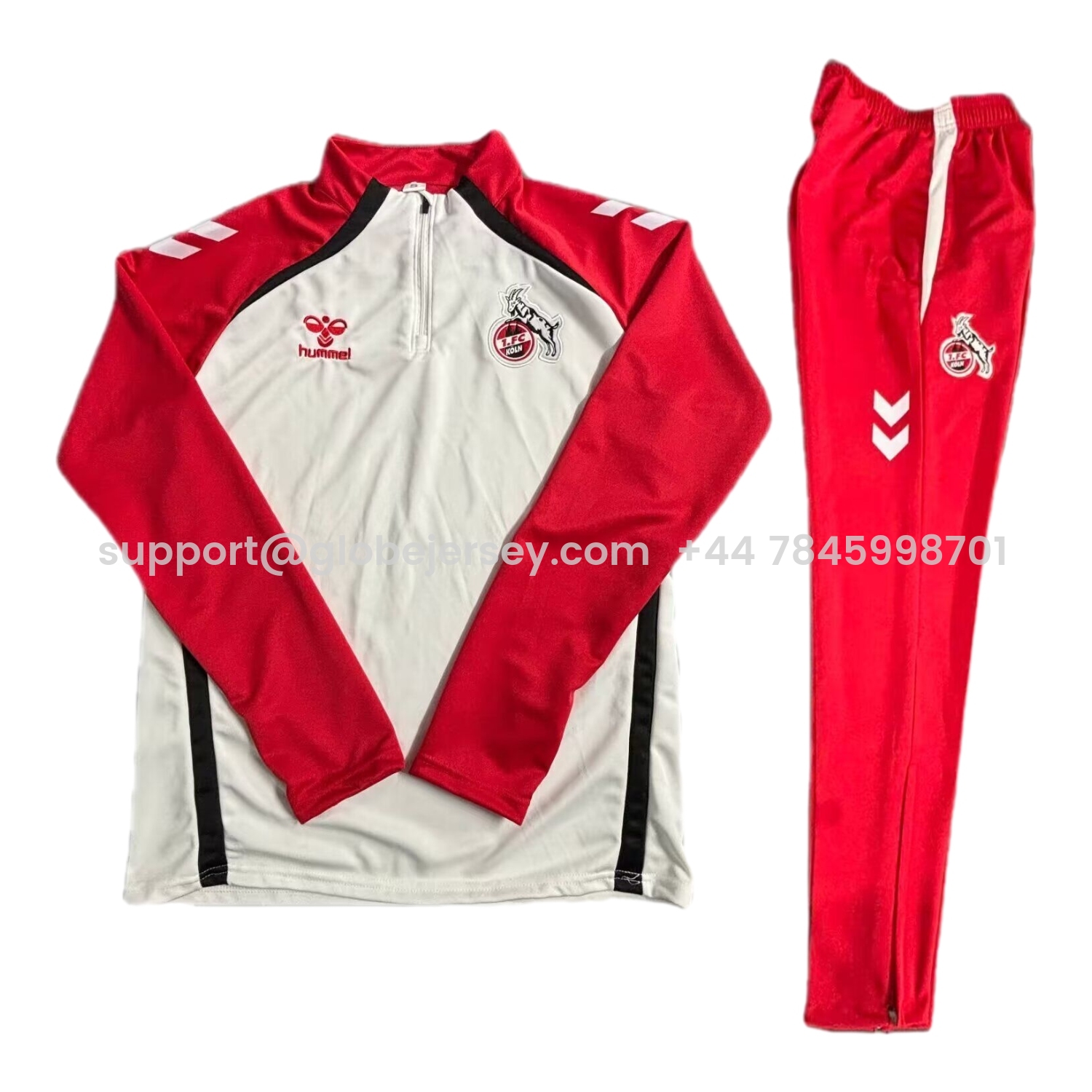 Köln 25-26 Long Sleeve Training Set - White Red Top & Red Pants