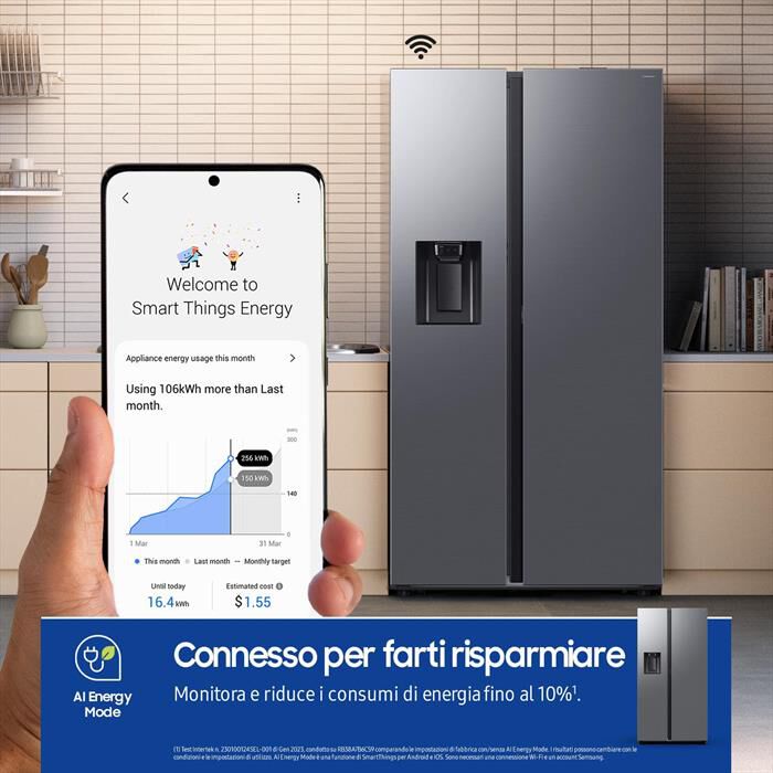 SAMSUNG - Frigorifero side by side RS80F67KCTEF Classe C-Inox