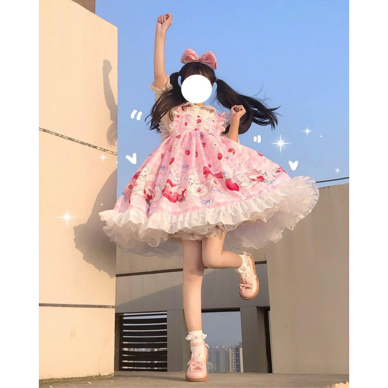 Japanese Style Sweet Cosplay Lolita Dress Teens Suspender