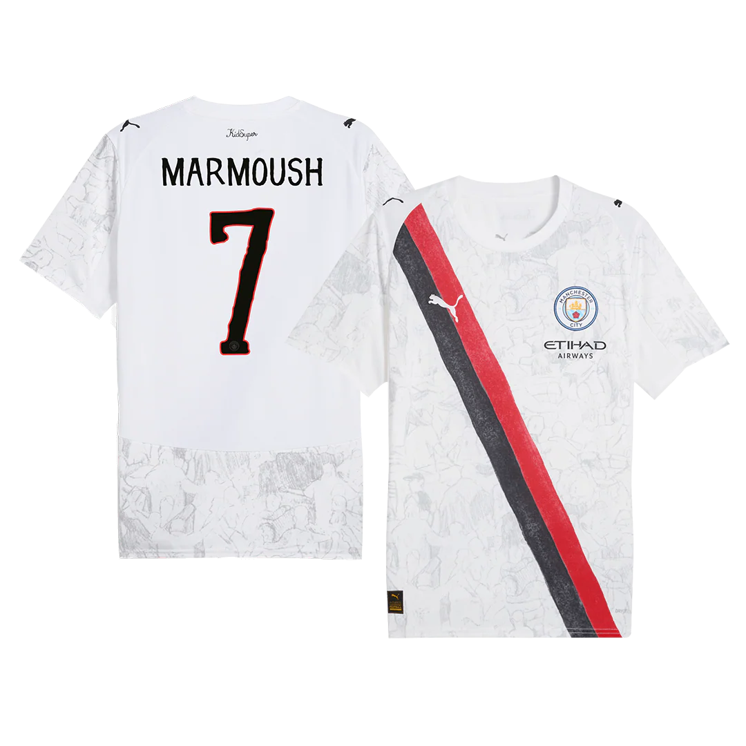 MARMOUSH #7 Manchester City KidSuper Soccer Jersey 2025/26 White - Club World Cup
