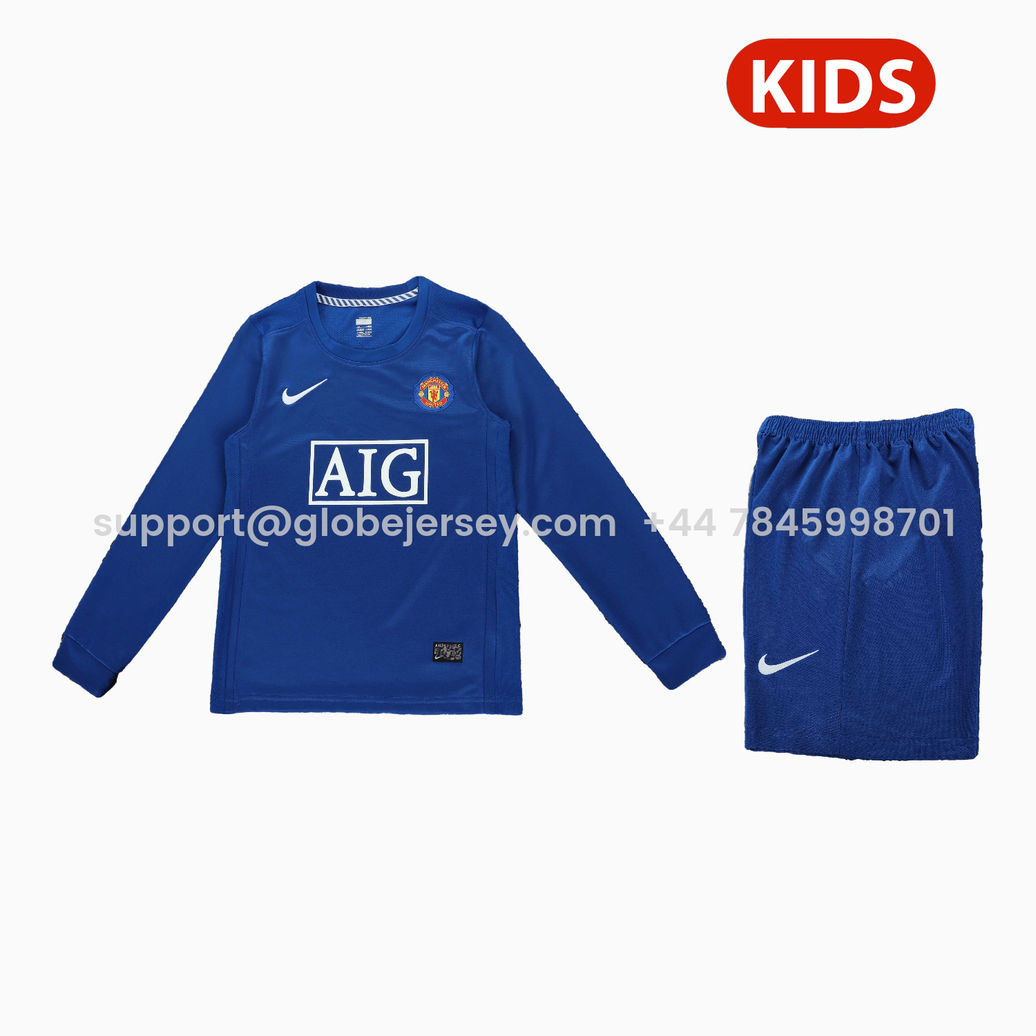 Retro Manchester United 2008-09 Third Long Sleeves Kids Kit