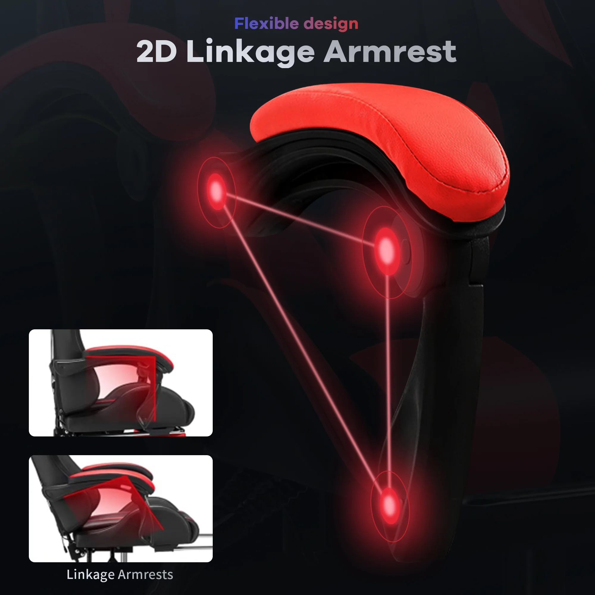 Gaming Chair, CHAHO Ergonomic Office Gaming Chair Computer Racing Chair with Footrest Lumbar Support Headrest and Bluetooth Speakers for adults, Red