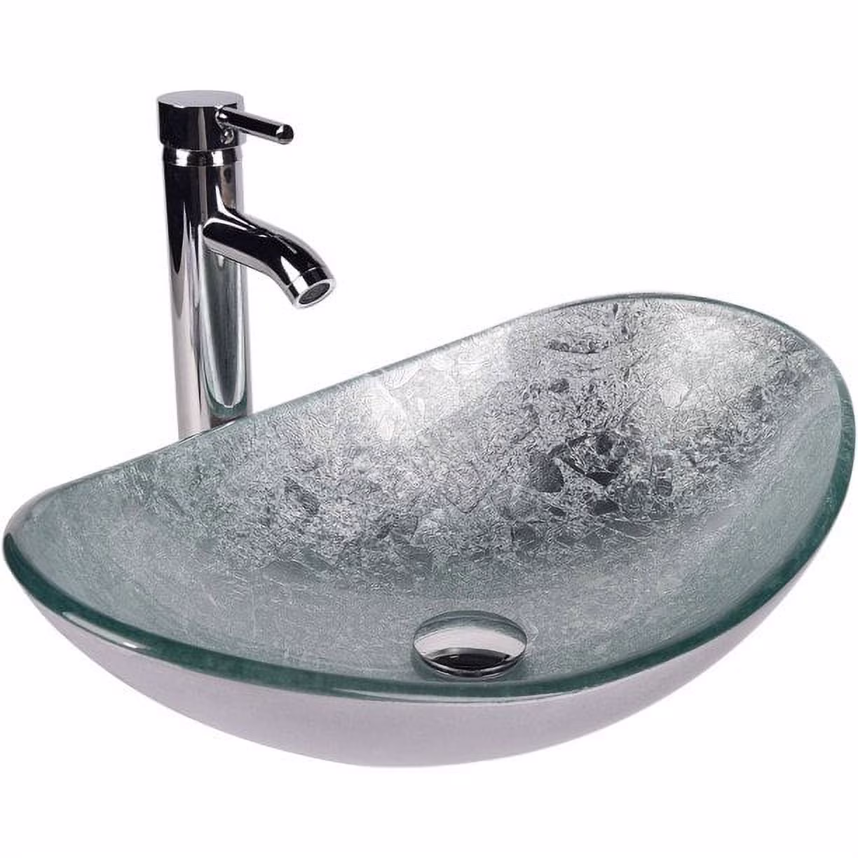 PULUOMIS Vessel Sink and Faucet Combo Bath Sinks with Mounting Ring and Pop Up Drain Round Bowl Basin Brown