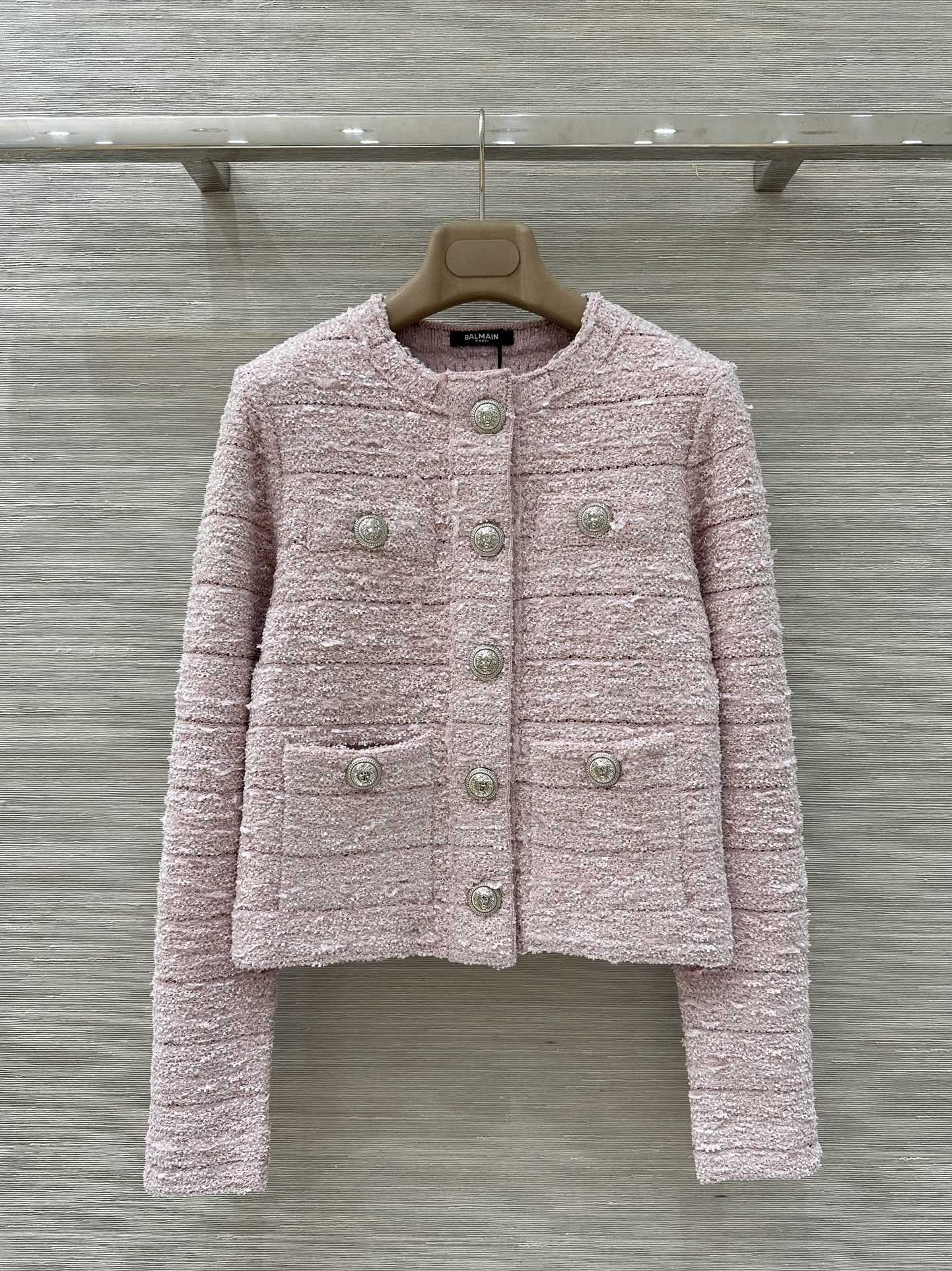 Four-pocket woven knit cardigan