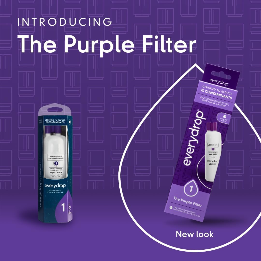everydrop by Whirlpool Ice and Water Refrigerator Filter 1, EDR1RXD1, Single-Pack , Purple