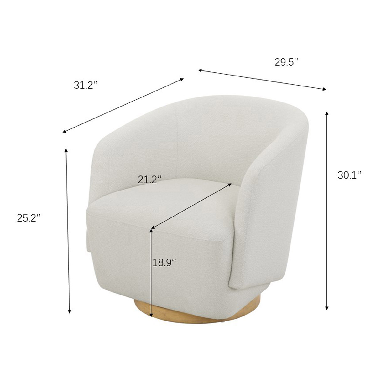 Henredon Murphy Swivel Boucle Chair, Cream