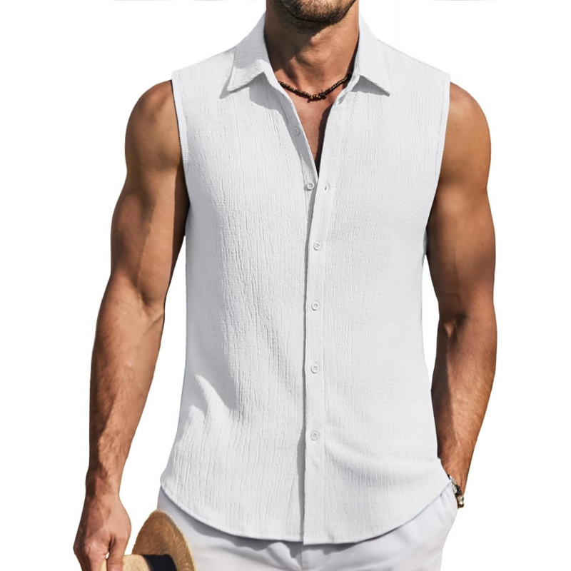 Men's Summer Sleeveless Shirts Beach Knit