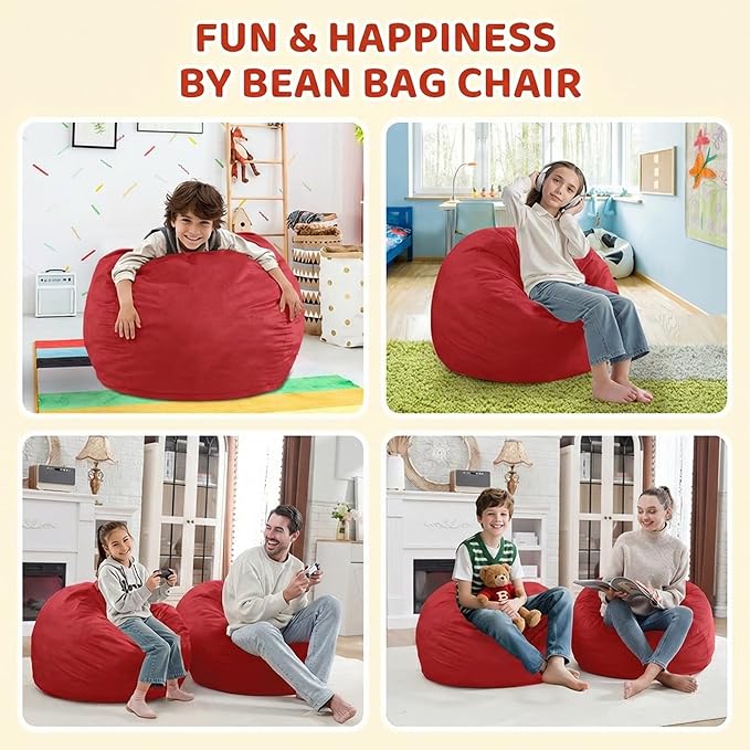 BUBBLEBEAN 2FT Bean Bag Chair, Comfy Bean Bag Chairs with Memory Foam Filled