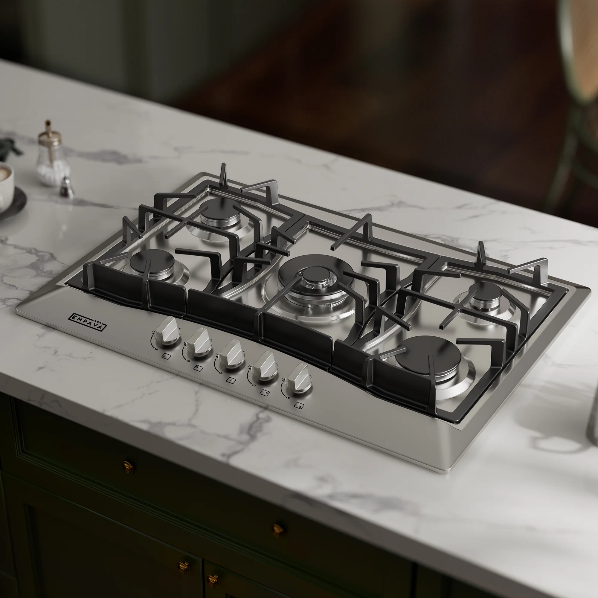 Empava 30 in. Gas Stove Cooktop with 5 3rd Gen Italy Sabaf Sealed Burners in Stainless Steel , EMV-30GC21