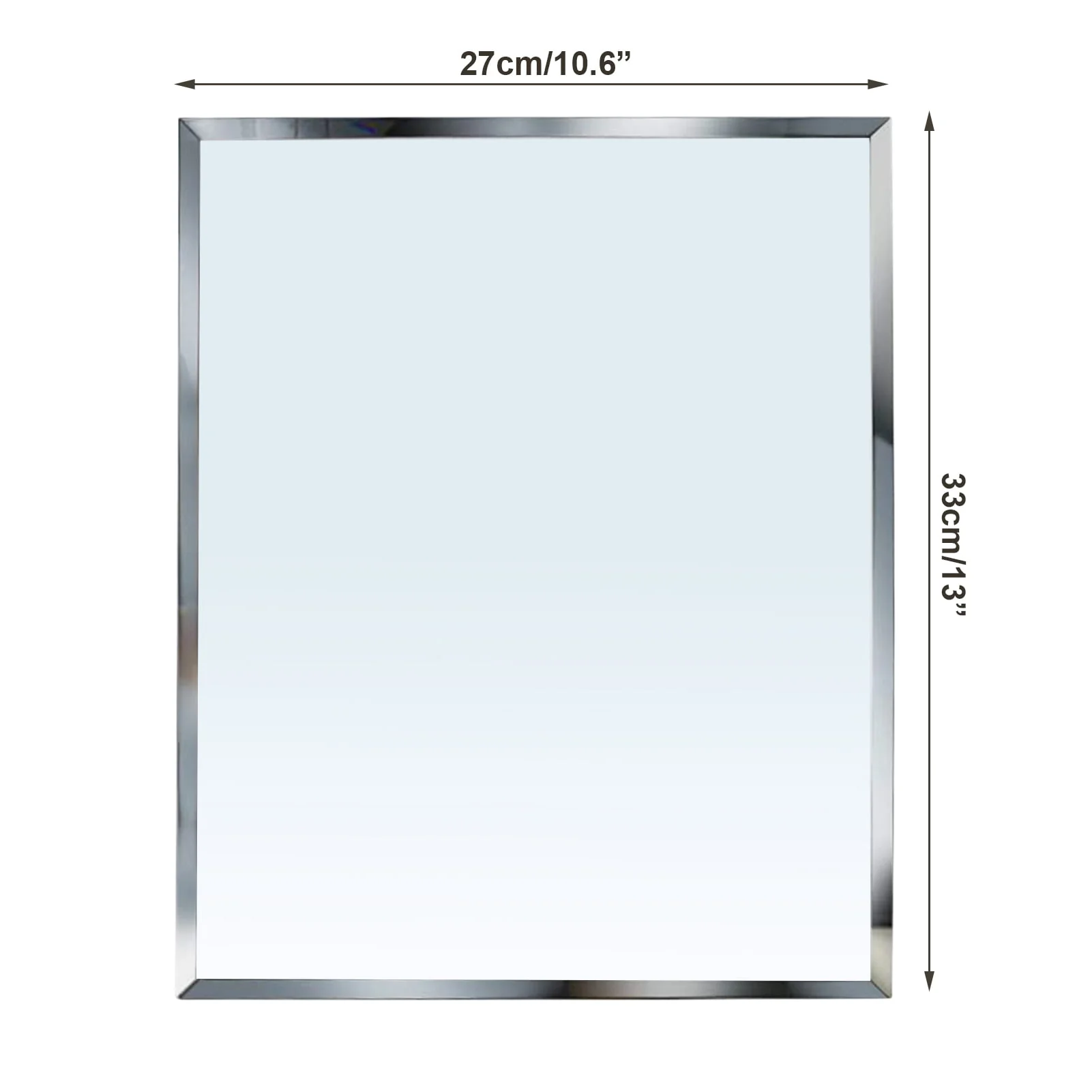 Frameless Desk Mirror, Rectangle Beveled Edge Makeup Mirror for Bathroom Bedroom Desk Stand Wall Hanging , 10.5x13 inch