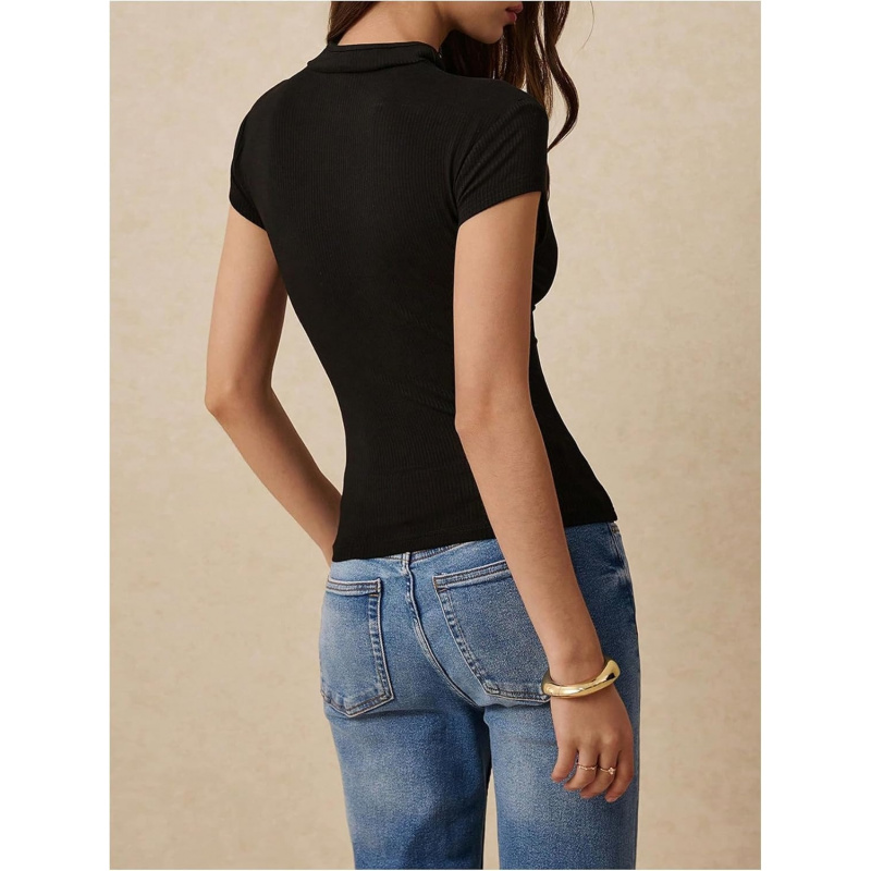 Women's Cheongsam Top Cap Sleeve Mandarin Collar