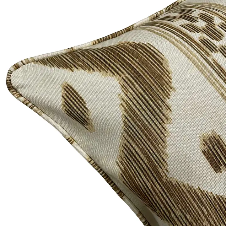 Reversible Walnut Brown and Camel Ikat Pillow