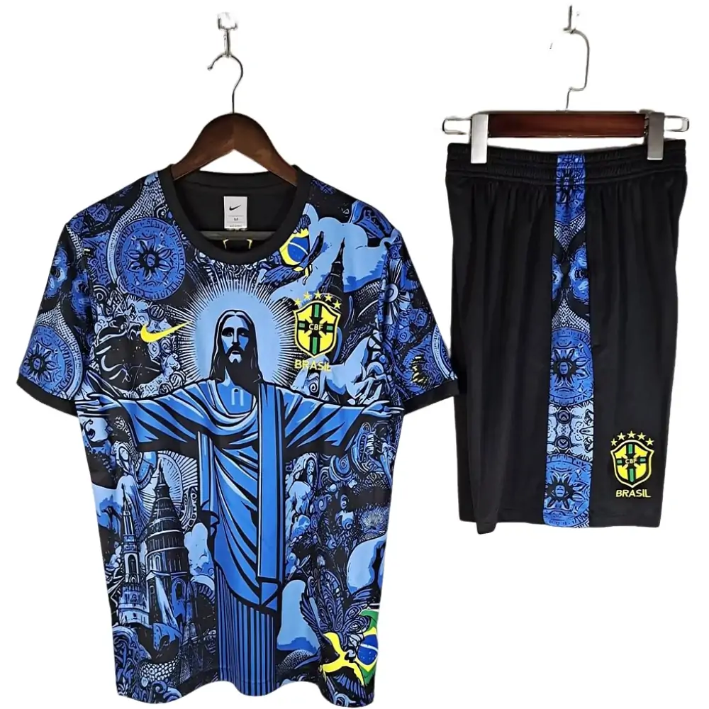 2025-26 Brazil children's short-sleeved training suit blue