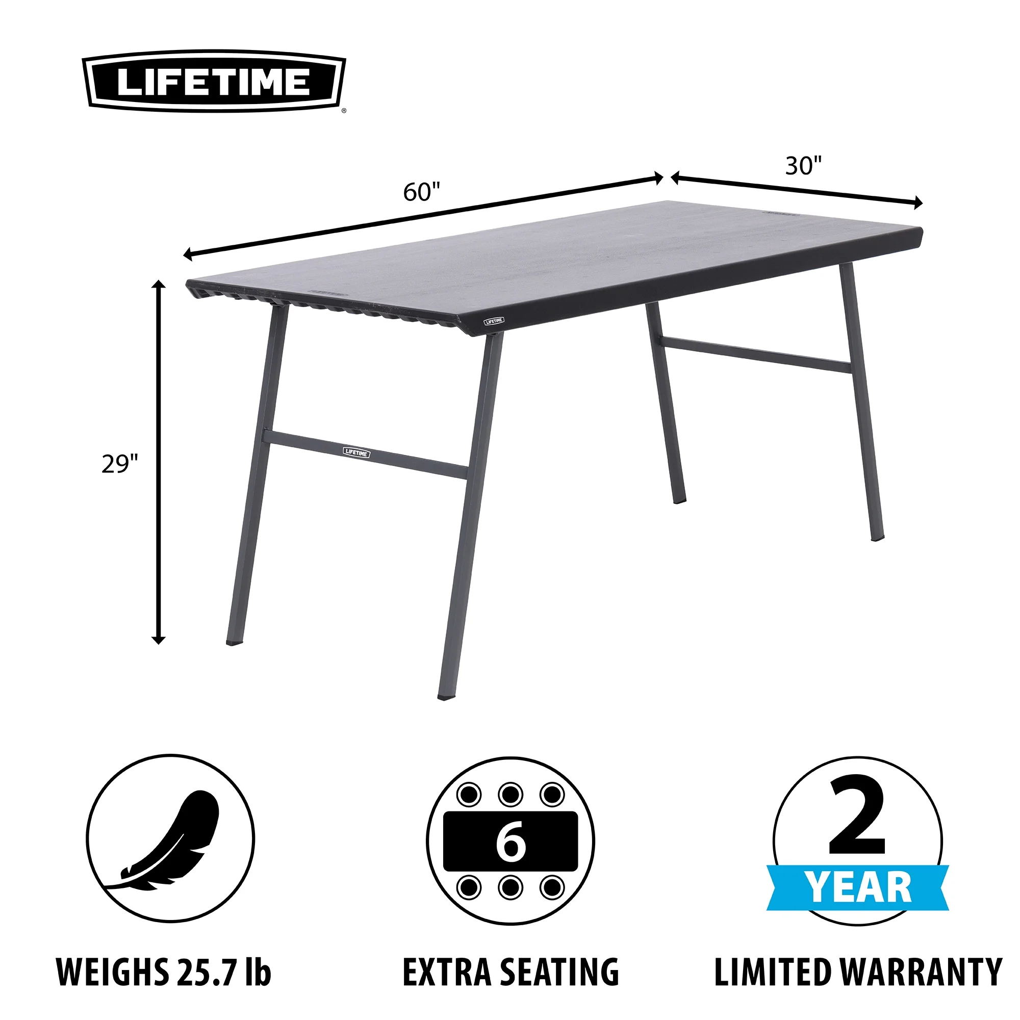 Lifetime 5 ft. Folding Home Office Desk, Black (80957)