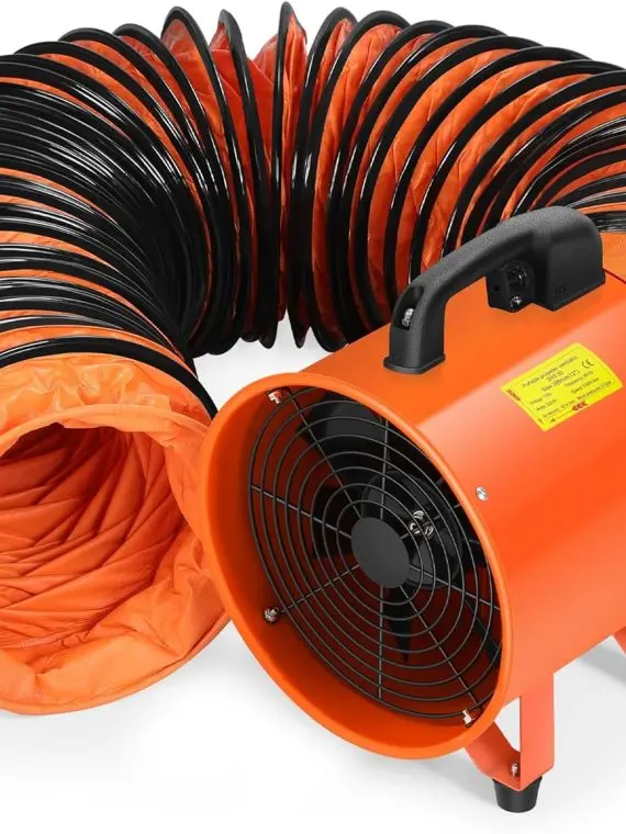 12″ High Velocity Utility Blower Fan with 32.8 FT Hose - Low Noise. 3300 RPM Ventilation & Exhaust
