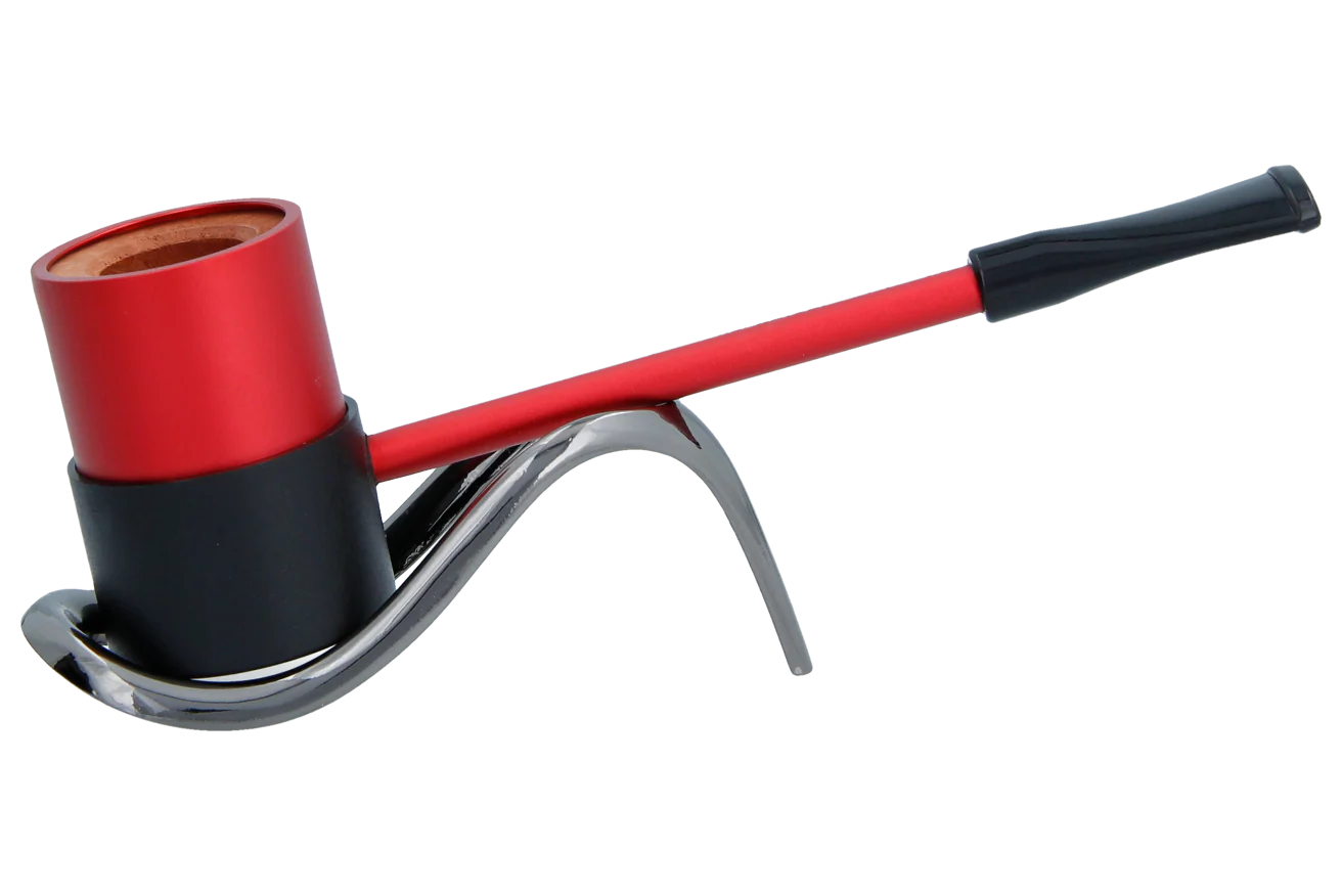 Erik Nording Compass Sailor Aluminium Briar Lined Pipe - Red