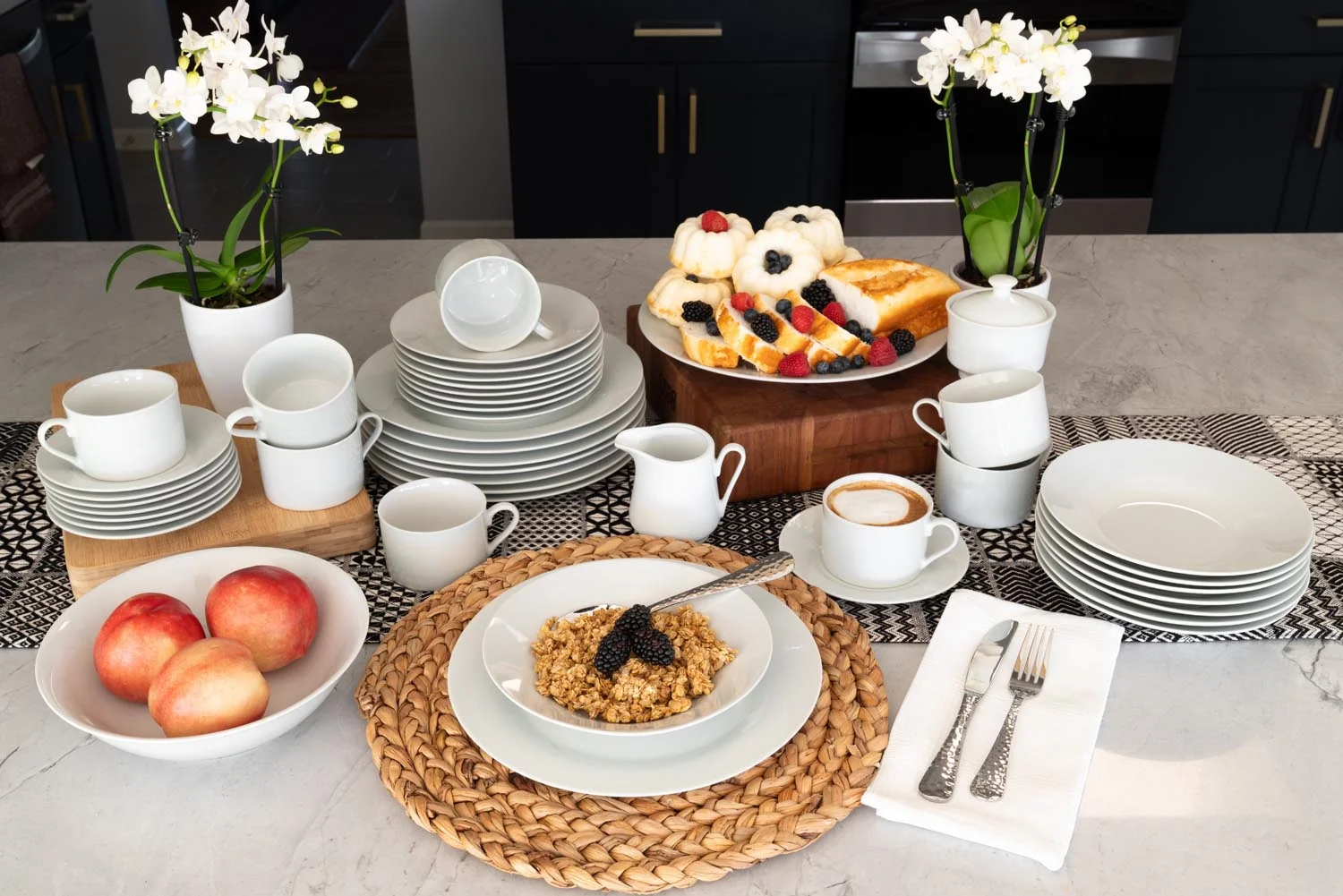 10 Strawberry Street Simply White Square 45-Piece Entertaining Dinnerware Set