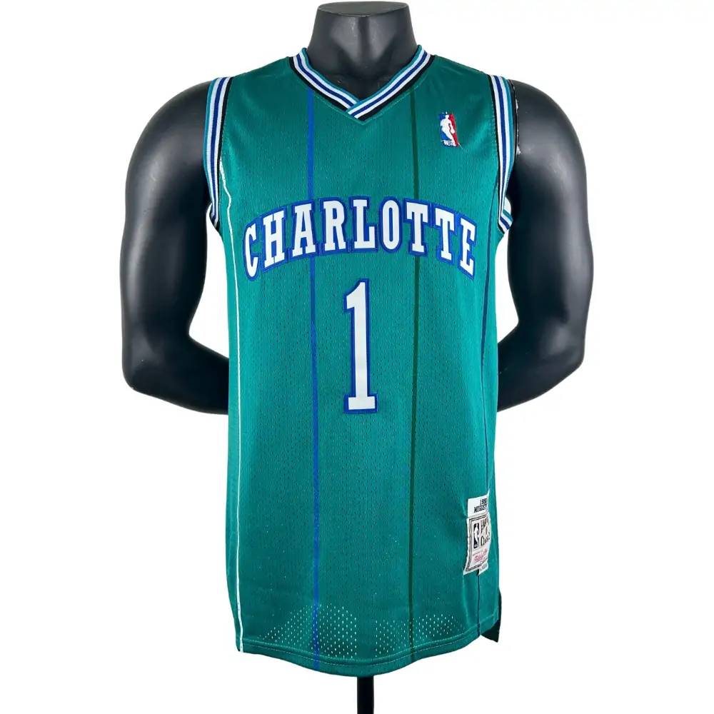Embroidered MN retro jersey Hornets 92/93 season green No. 1 Bogues