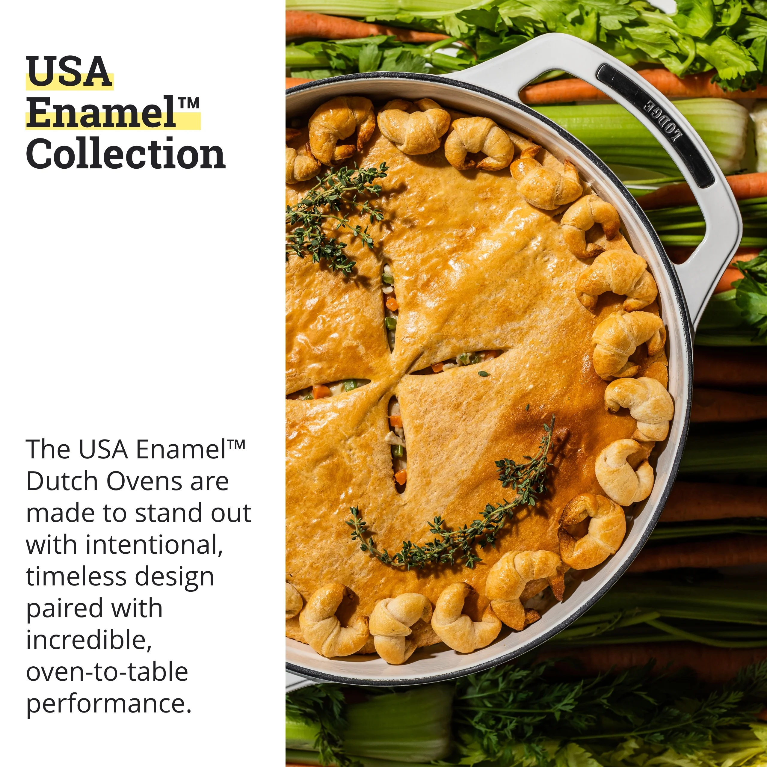 Lodge USA Enamel Dutch Oven 6 qt., White