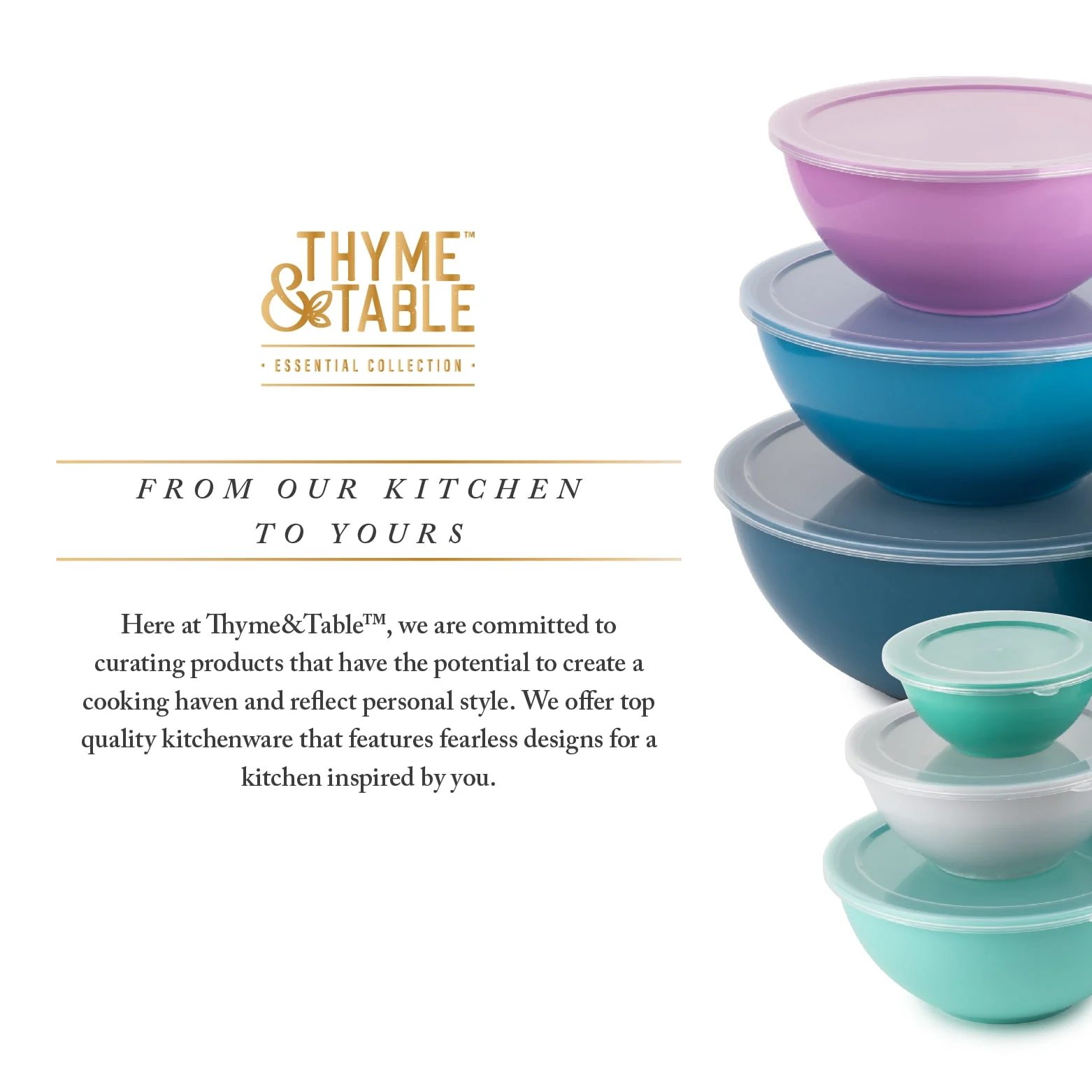 Thyme & Table Round Mixing Bowls, 12-Piece Set, Multi-Color