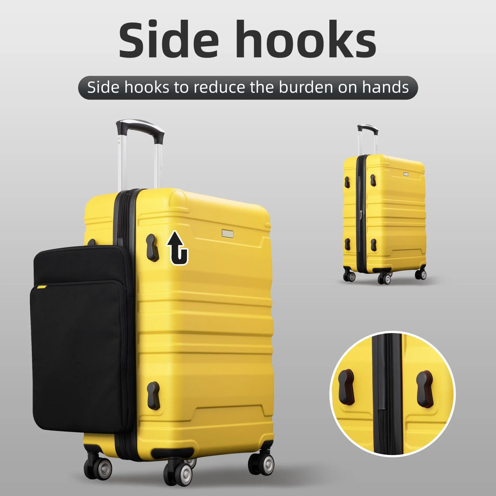 Luggage Suitcase 3 Piece Sets, New Model Expandable ABS Hardshell Luggage, Lightweight Carry-on Suitcase Sets with Spinner Wheels & TSA Lock, 20''/ 24''/ 28'', Blue Gray