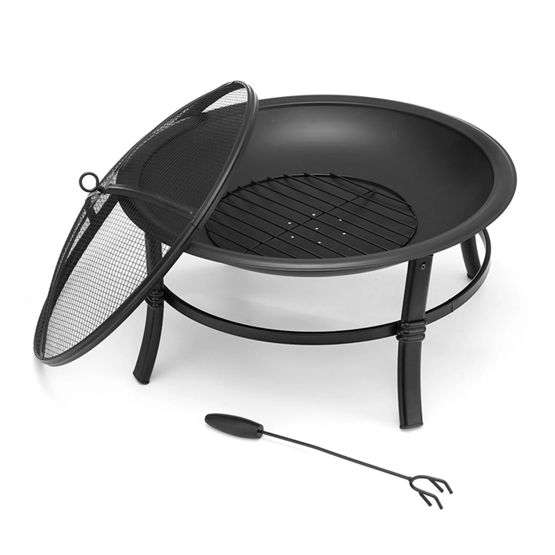 Singlyfire 26 inch Fire Pit for Outside Portable Wood Small Bowl for with Log Grate, Poker