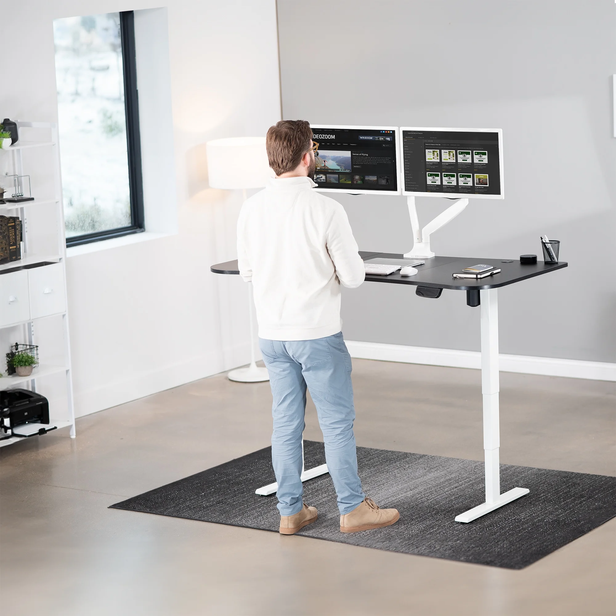 VIVO Reclaimed Wood / Black 63�?x 32�?Electric Height Adjustable Stand Up Desk