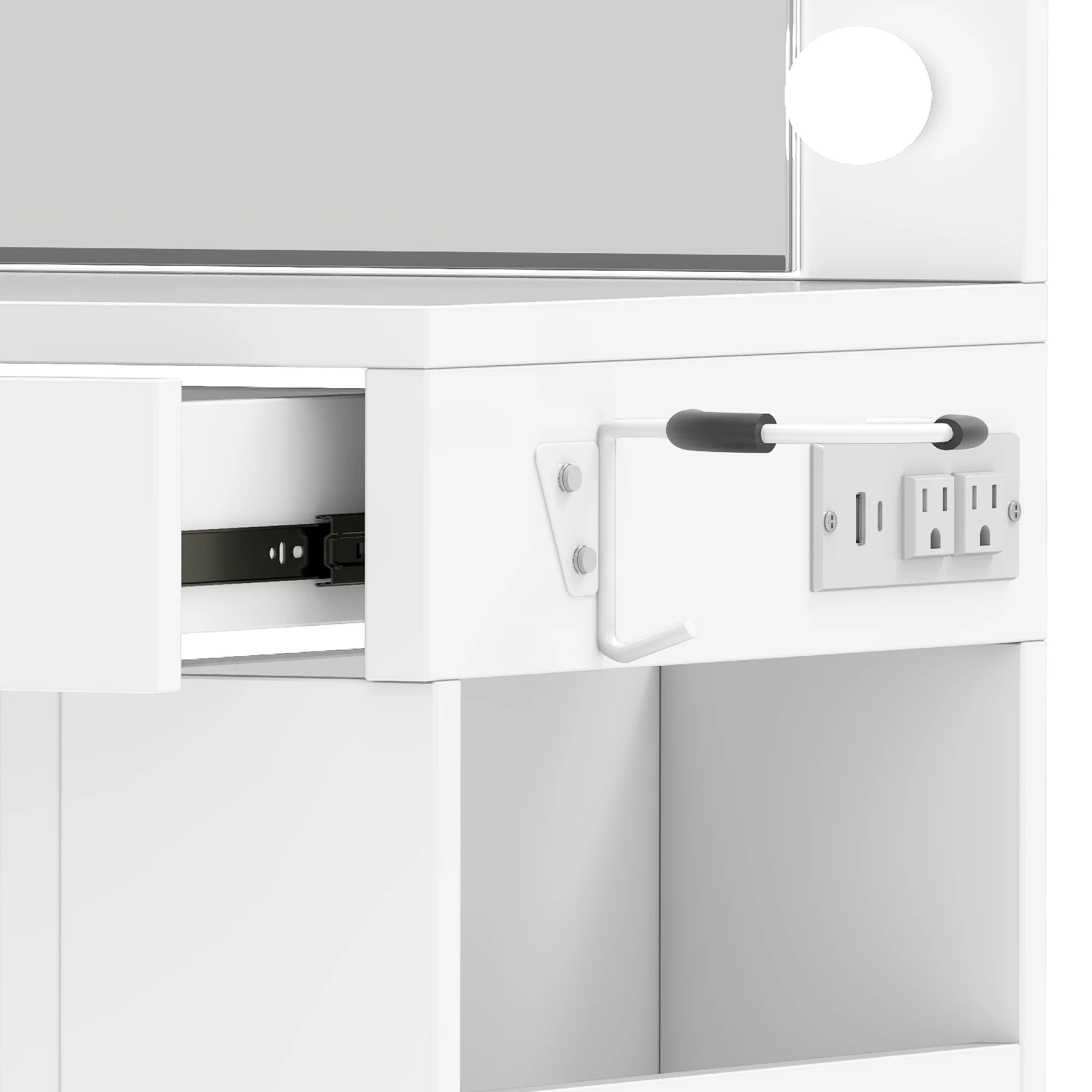 Uforic Makeup Vanity Desk with Mirror & Lights, Vanity Desk with 4 Drawers & Storage Shelves - White