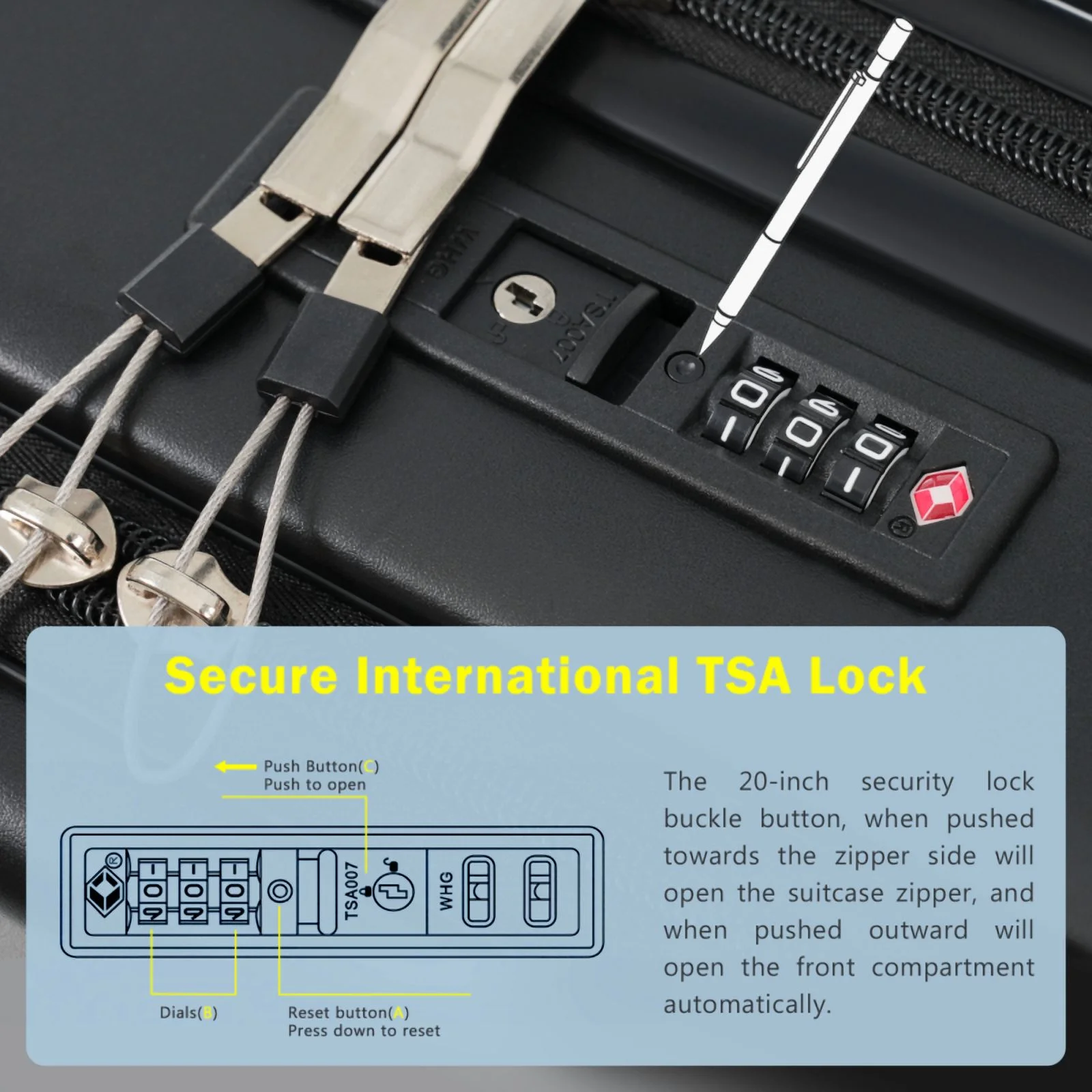 Front Opening Luggage Set 3 Piece, Hardside Carry on Suitcase with USB Port, Expandable Luggage with Handle Bag Spinner Wheels TSA Lock
