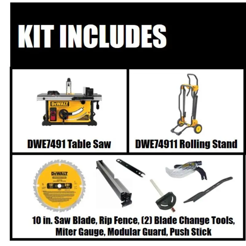 10-Inch Job Site Table Saw with Rolling Stand – 15-Amp Corded Worksite Solution