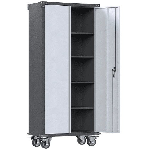 SUPEER Metal Rolling Garage Cabinet, 71'' Tall Industrial Storage Cabinet with Wheels and 4 Adjustable Shelves, Utility Filing Cabinet for Garage, Tool House, Assemble Required