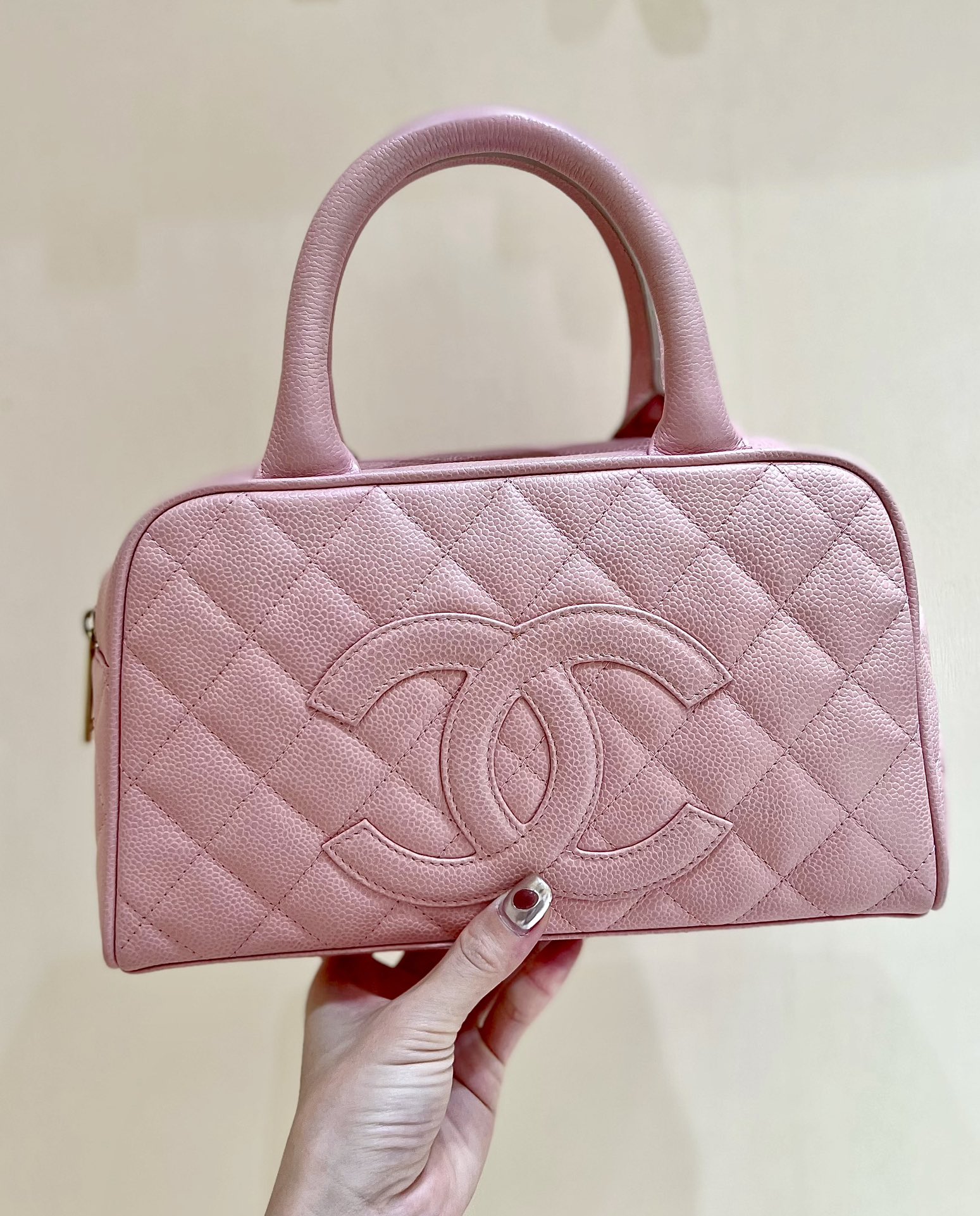 [15A] Chanel Caviar Quilted Bowling Bag
