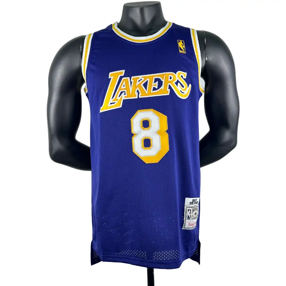 Embroidered MN Retro Jersey Lakers 96/97 Season Crew Neck Purple No. 8 Kobe