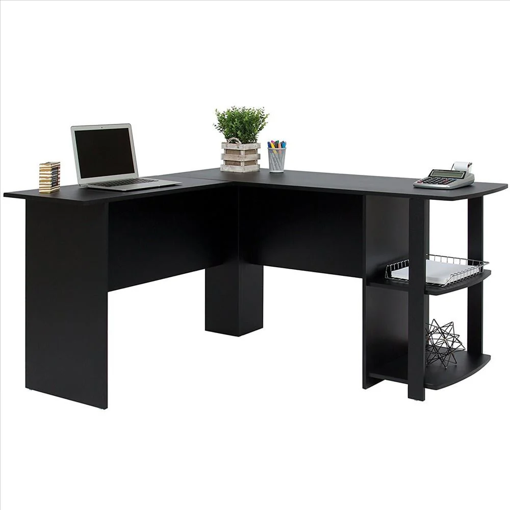 Zimtown L-Shaped Corner Computer Office Desk Furniture,Black