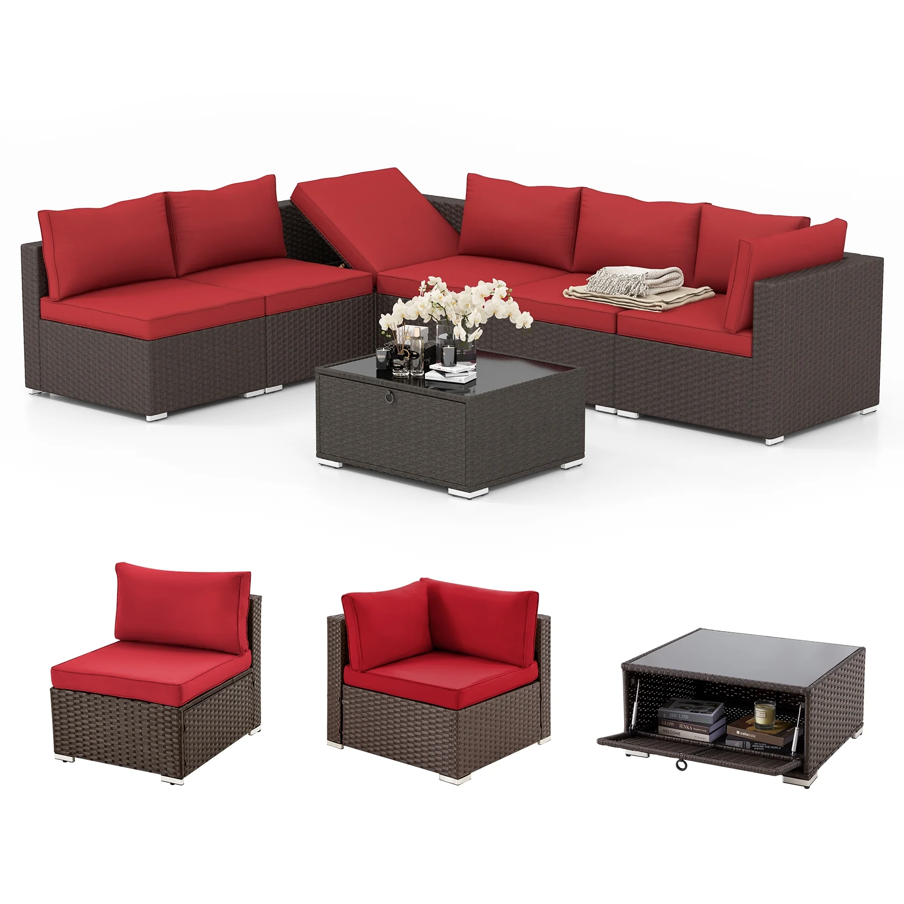 HOMREST 7 Pieces Outdoor Patio Furniture Set with 44