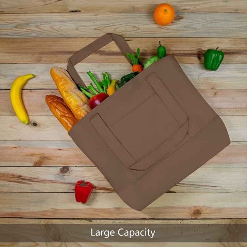 CANVORY 1-Pack Canvas Tote Bag with an External Pocket