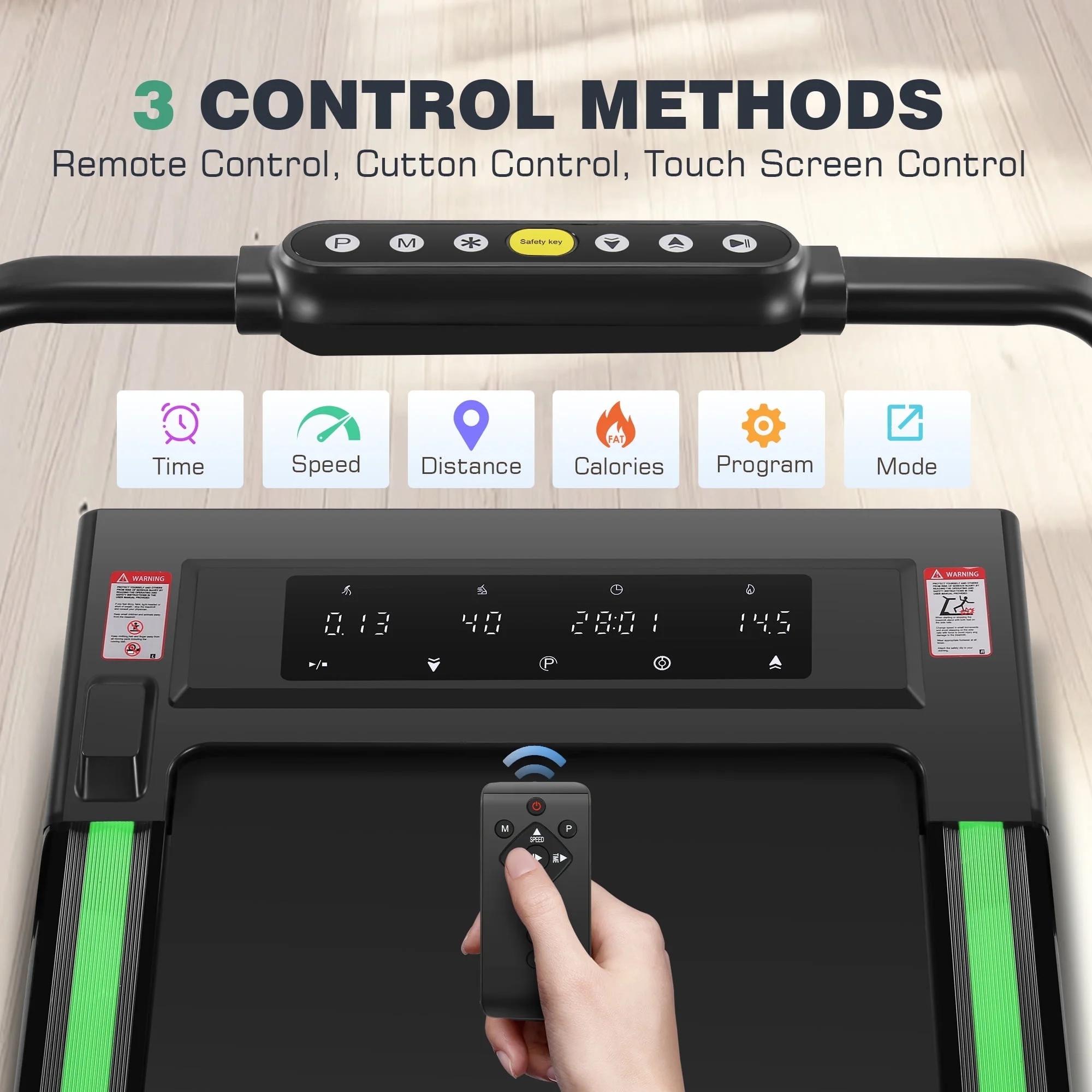 Simpfree 3 in 1 Under Desk Treadmill with Removable Desk, Walking Pad with Height Adjustable Armrests, LED Touch Screen, Remote Control, 0.5-7.5 mph